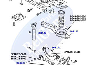 Сайлентблок важеля (заднього/знизу) Mazda 3/5/Ford Focus/Volvo/C70 (32.6x12x35.2/28.3) (поперечного)