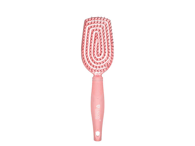 Щетка для волос массажная продувная Salon Professional с нейлоновой щетиной 98291, Pink Розовая - Фото 1