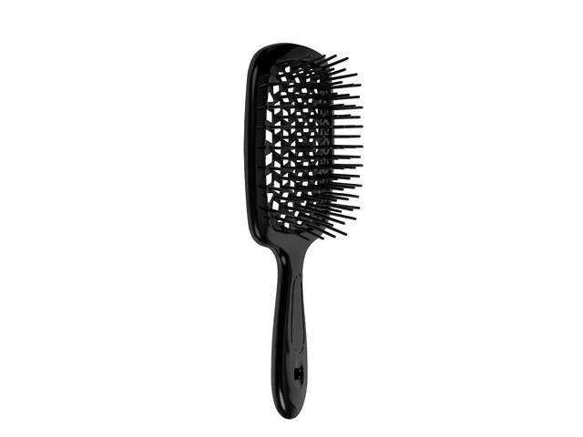 Щетка для волос массажная продувная Superbrush Plus Hollow Comb прямоугольная, Чёрная - Фото 3