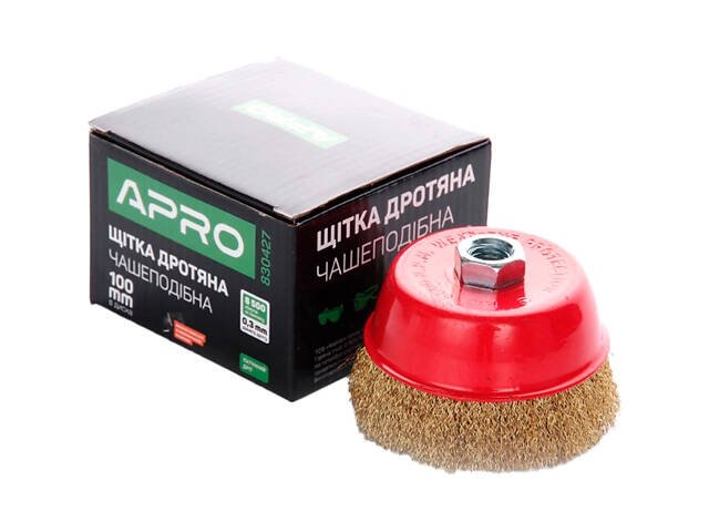 Щітка торцева Apro 100 мм x М14 рифлена (830427) - Фото 3