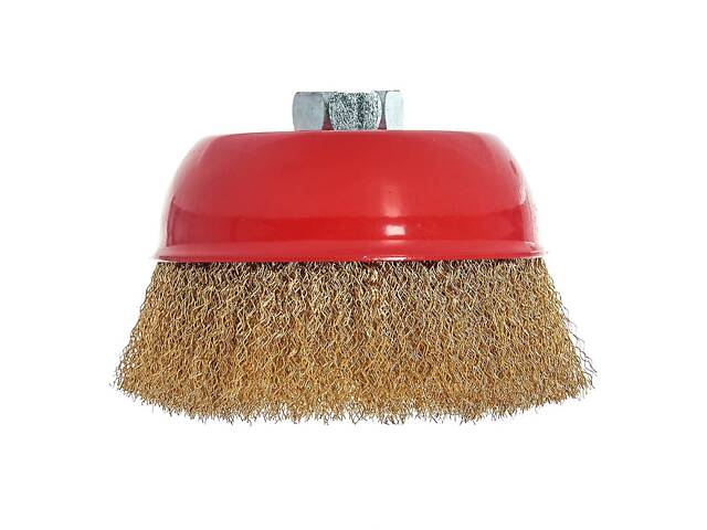 Щетка-чашка Vitals гофрированная латунированная 125 мм М14, 0,3 мм - Фото 1