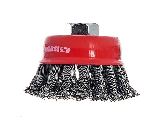 Щетка-чашка Vitals плетеная сталь 85 мм М14, 0,5 мм - Фото 1