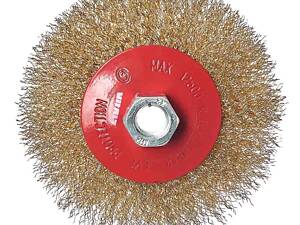 Щетка коническая Vitals гофрированная латунированная 115 мм М14, 0,3 мм