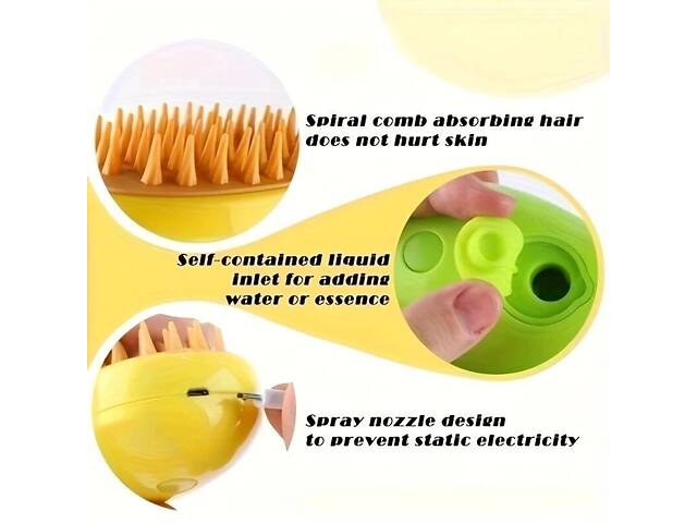 Щітка з іонізатором для розчісування та видалення волосся домашніх тварин (засіб для догляду підходить для кота, кішки, - Фото 7