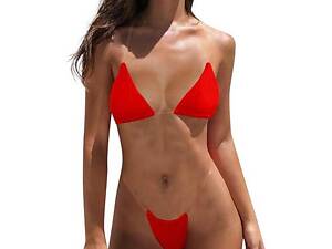 Сексуальний купальник бікіні на силіконових бретелях XS-S червоний
