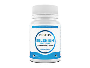 Селен, Selenium, Biotus, без дрожжей, 400 мкг, 60 капсул