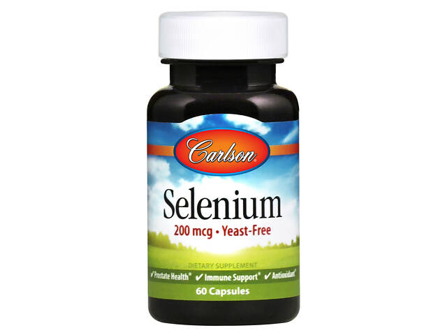 Селен, Selenium, Carlson, 200 мкг, 60 капсул - Фото 1