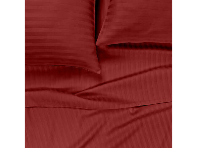 Сімейне ліжко сатин з простирадлом на гумці BURGUNDY Cosas Червоний 2х160х220 см - Фото 8