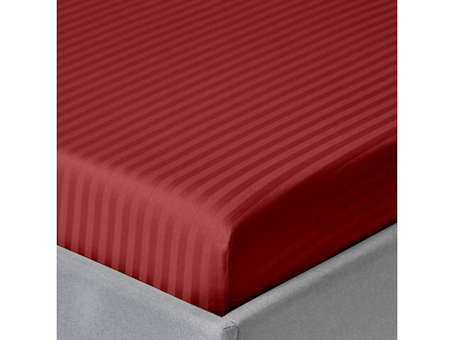 Сімейне ліжко сатин з простирадлом на гумці BURGUNDY Cosas Червоний 2х160х220 см - Фото 7
