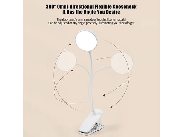 Сенсорна настільна лампа з прищіпкою за стіл 3 режими - Фото 6