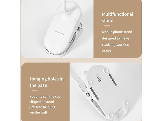 Сенсорна настільна лампа з прищіпкою за стіл 3 режими - Фото 7