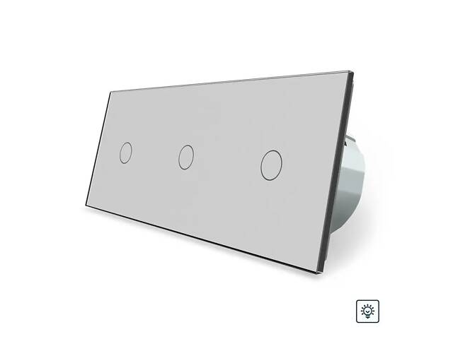 Сенсорний диммер 3 сенсора (1-1-1) Livolo сірий скло (VL-C701D/C701D/C701D-15) - Фото 1