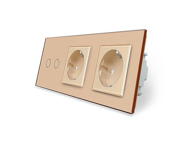 Сенсорний прохідний/перехресний вимикач 2 сенсора 2 розетки Livolo золото скло (VL-C702S/C7C2EU-13) - Фото 7