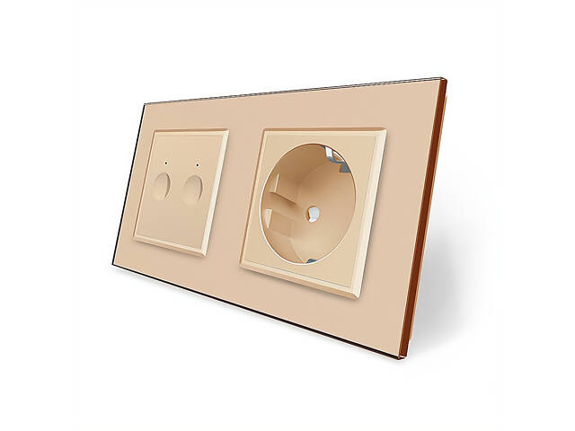 Сенсорний прохідний/перехресний вимикач Sense 2 сенсора 1 розетка Livolo золотий скло (VL-C7FC2S/FCTC16A-4AP) - Фото 4