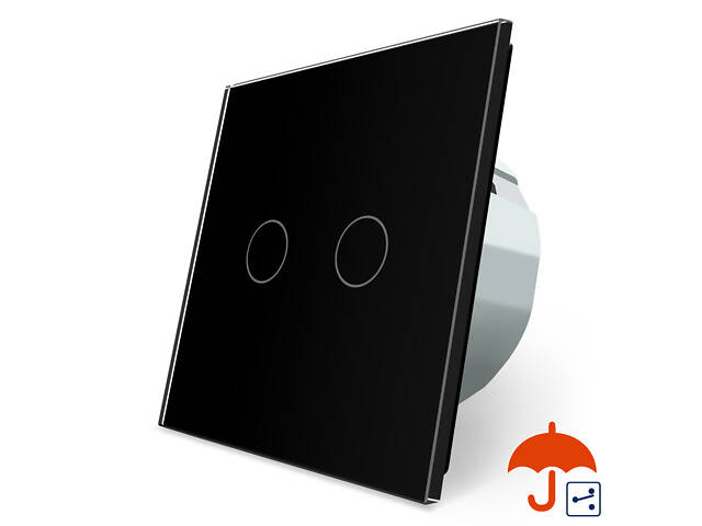 Сенсорний прохідний/перехресний вуличний вимикач Вологозахищений 2 сенсори Livolo чорний скло (VL-C702S-IP-12) - Фото 1