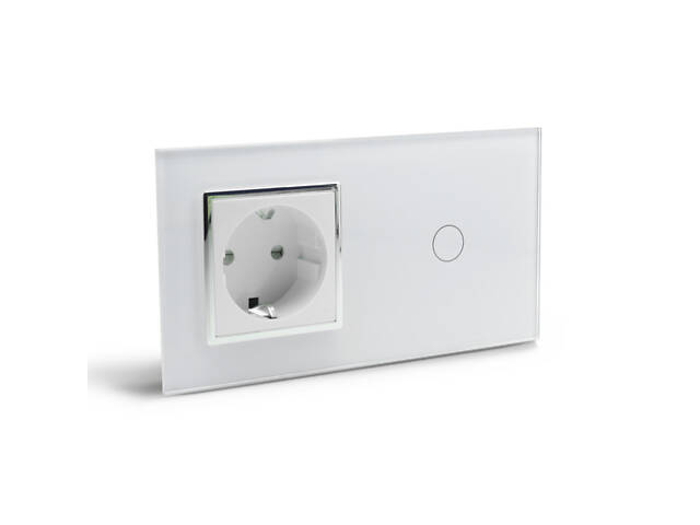 Сенсорний вимикач 1 сенсор 1 розетка Livolo білий хром скло (VL-C701/C7C1EU-11C) - Фото 3