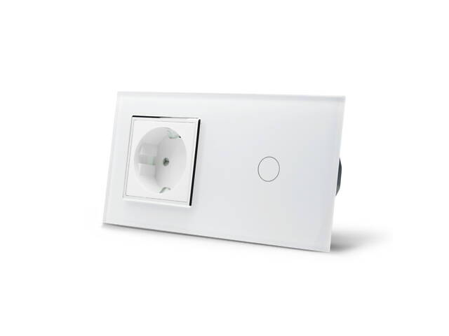 Сенсорний вимикач 1 сенсор 1 розетка Livolo білий хром скло (VL-C701/C7C1EU-11C) - Фото 4