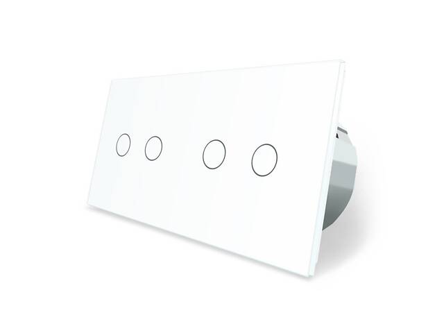 Сенсорний вимикач 4 сенсора (2-2) Livolo білий скло (VL-C702/C702-11) - Фото 1