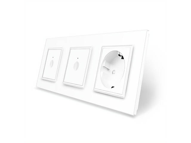 Сенсорний вимикач Sense 2 сенсора (1-1) 1 розетка Livolo білий скло (VL-C7FC1/FC1/FCTC16A-6WP) - Фото 1