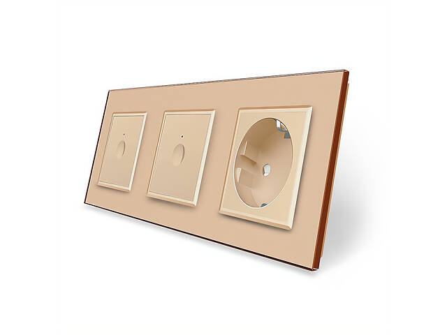 Сенсорний вимикач Sense 2 сенсора (1-1) 1 розетка Livolo золотий скло (VL-C7FC1/FC1/FCTC16A-6AP) - Фото 1