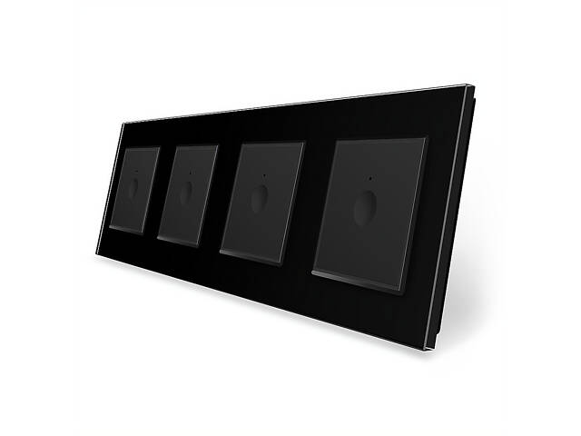 Сенсорний вимикач Sense 4 сенсора (1-1-1-1) Livolo чорний скло (VL-C7FC1/FC1/FC1/FC1-8BP) - Фото 1