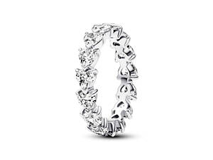 Серебряное кольцо No Brand Ряд сердец 193103C01 60