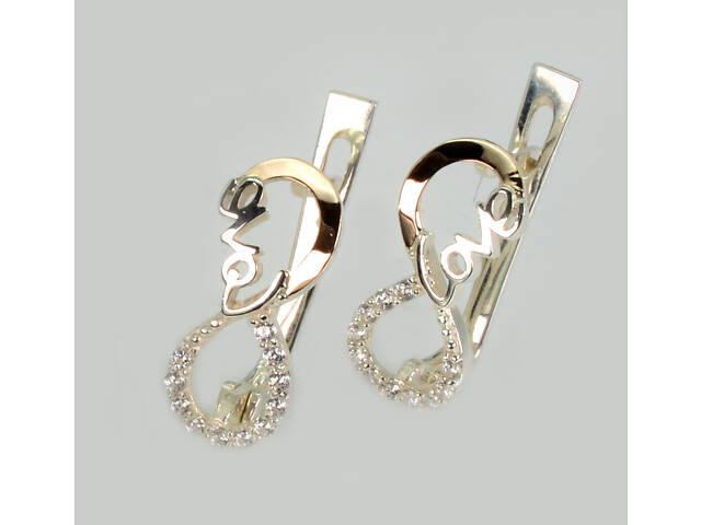 Серебряные серьги с золотыми пластинами, серебро 925, золото 375 пробы - Фото 1