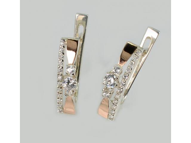 Серебряные серьги с золотыми пластинами - Фото 1