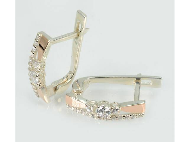 Серебряные серьги с золотыми пластинами - Фото 2