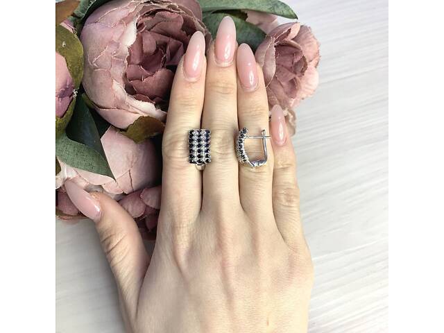 Серебряные серьги SilverBreeze с натуральным сапфиром 1.797ct (2065432) - Фото 2