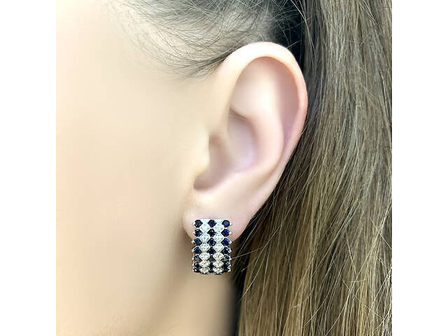 Серебряные серьги SilverBreeze с натуральным сапфиром 1.797ct (2065432) - Фото 3