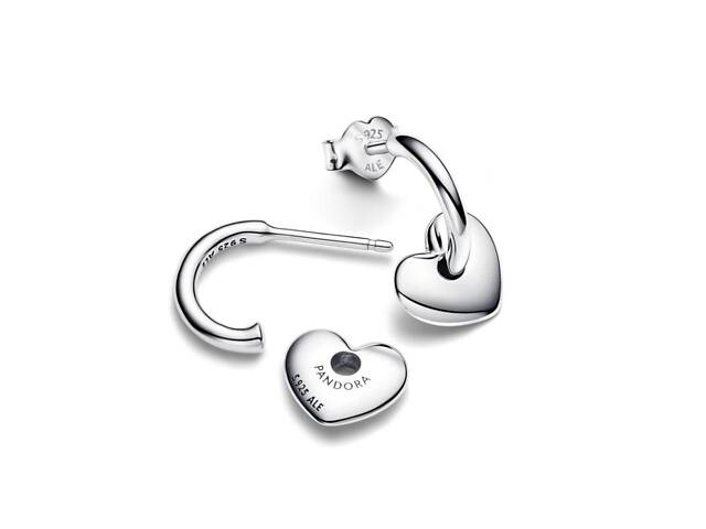Срібні сережки No Brand відкриті хупи з серцями 293460C00 - Фото 2