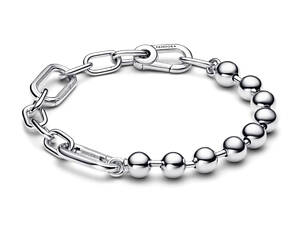 Срібний браслет з ланками та металевими намистинами No Brand ME 17