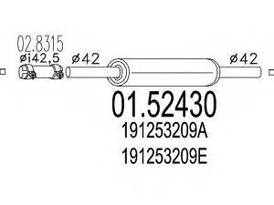 Середня частина вихлопної системи (Резонатор) MTS 0152430 на VW GOLF Mk II (19E, 1G1)