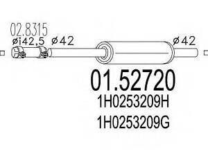 Средняя часть выхлопной системы (Резонатор) MTS 0152720 на VW GOLF Mk III (1H1)