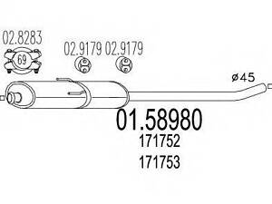 Средняя часть выхлопной системы (Резонатор) MTS 0158980 на CITROËN DISPATCH (U6U)