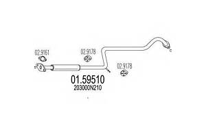 Середня частина вихлопної системи (Резонатор) MTS 0159510 на NISSAN PULSAR I Наклонная задняя часть (N15)