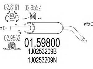 Средняя часть выхлопной системы (Резонатор) MTS 0159800 на AUDI A3 (8L1)