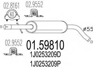 Средняя часть выхлопной системы (Резонатор) MTS 0159810 на AUDI A3 (8L1)