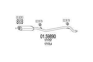 Середня частина вихлопної системи (Резонатор) MTS 0159890 на PEUGEOT 406 седан (8B)