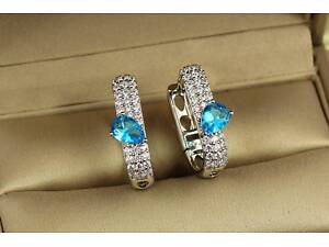 Сережки Xuping Jewelry Догма з блакитним каменем 2 см сріблясті love-shopping