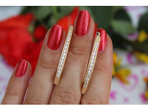 Серьги Xuping Jewelry дорожки стрела с камнями 3,5 золотистые love-shopping