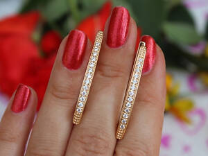 Сережки Xuping Jewelry дорожки стріла з каменями 3,5 золотисті love-shopping