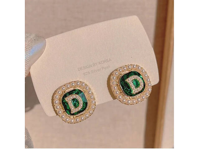 Серьги гвоздики Леди Ди с кресталлами - Фото 3