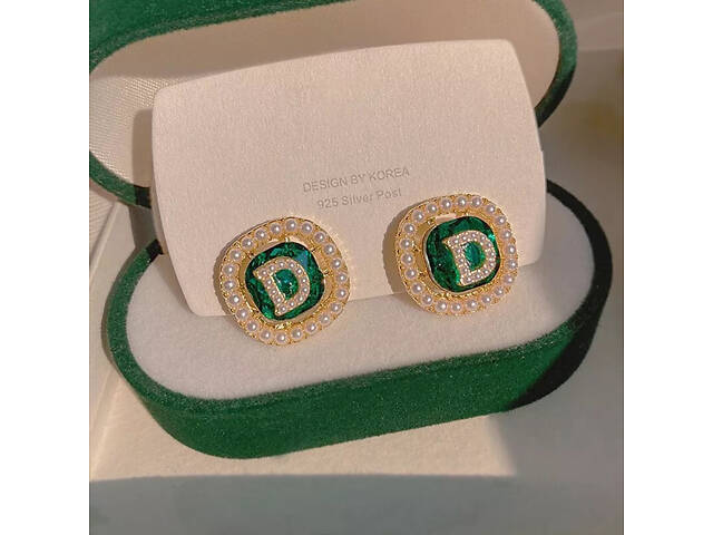 Серьги гвоздики Леди Ди с кресталлами - Фото 5