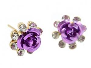 Серьги позолоченный с кристаллами (Пусетты) Сиреневый