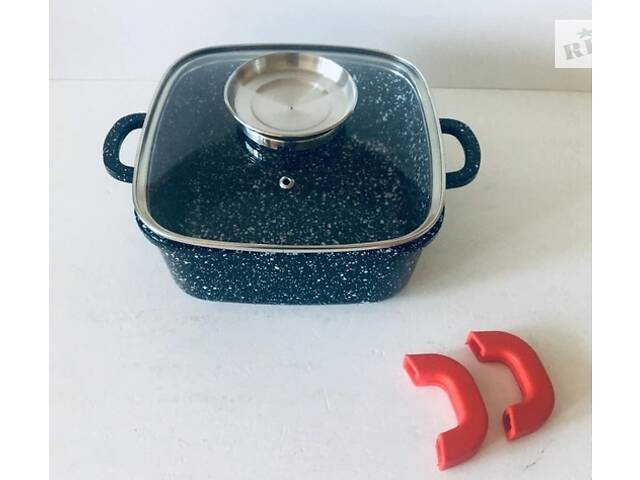 Литой казан-кастрюля квадратный с аромо-крышкой A-PLUS 20x20 см 3,2 л - Фото 1