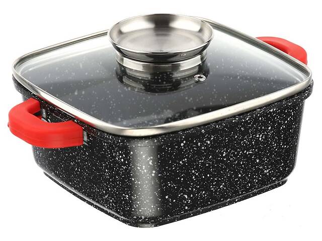 Литой казан-кастрюля квадратный с аромо-крышкой A-PLUS 20x20 см 3,2 л - Фото 2