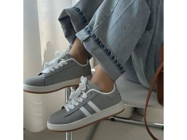 Сірі кросівки campus еко-замш, сірі кеди 36-39,41р код 9731 - Фото 3