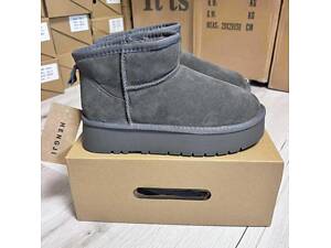 Сірі уггі платформа, натуральна замша 40,41р код 3128